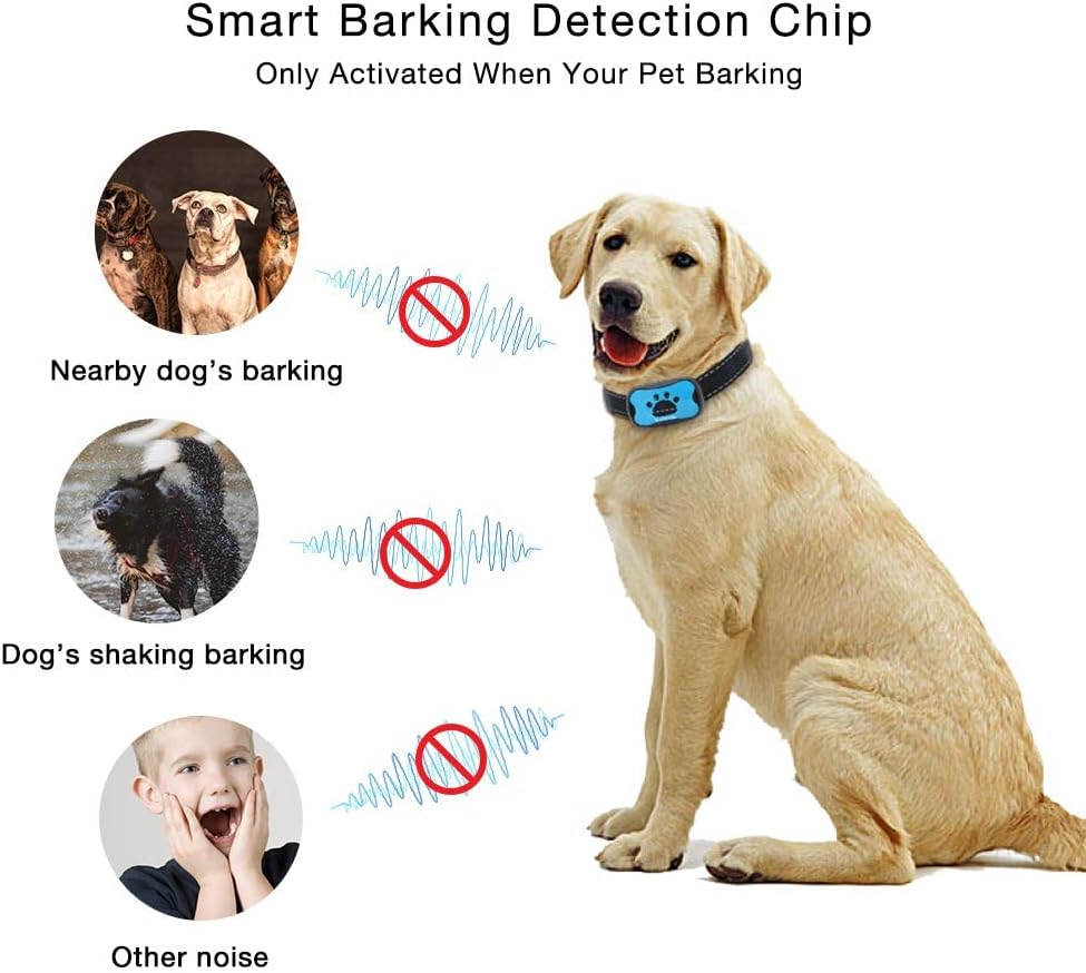 MASBRILL Dog Bark Collars - Effective Anti Barking No Shock Pet Dog Training Collar Stop Barking Deterrent Device Humane Vibration Beep No Barks Collar for Small, Medium Large Dogs 15-110lbs