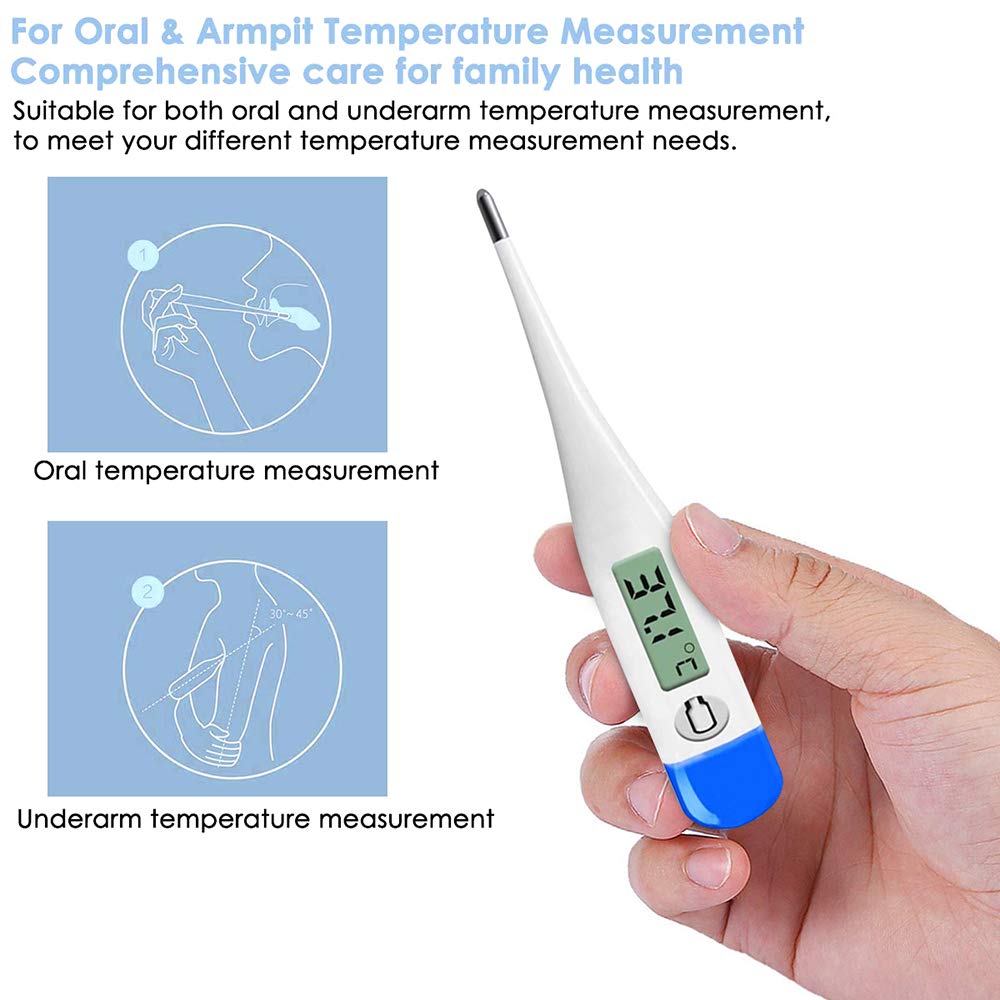 HK-901 | Digital Thermometer | Accurate, Fast, Easy to Read Digital Body Thermometers Adult Medical Digital LCD Temporal Thermometer Oral, Rectal, Underarm Thermometer Waterproof Basal Thermometer for Adults, Baby or Kids or Pets