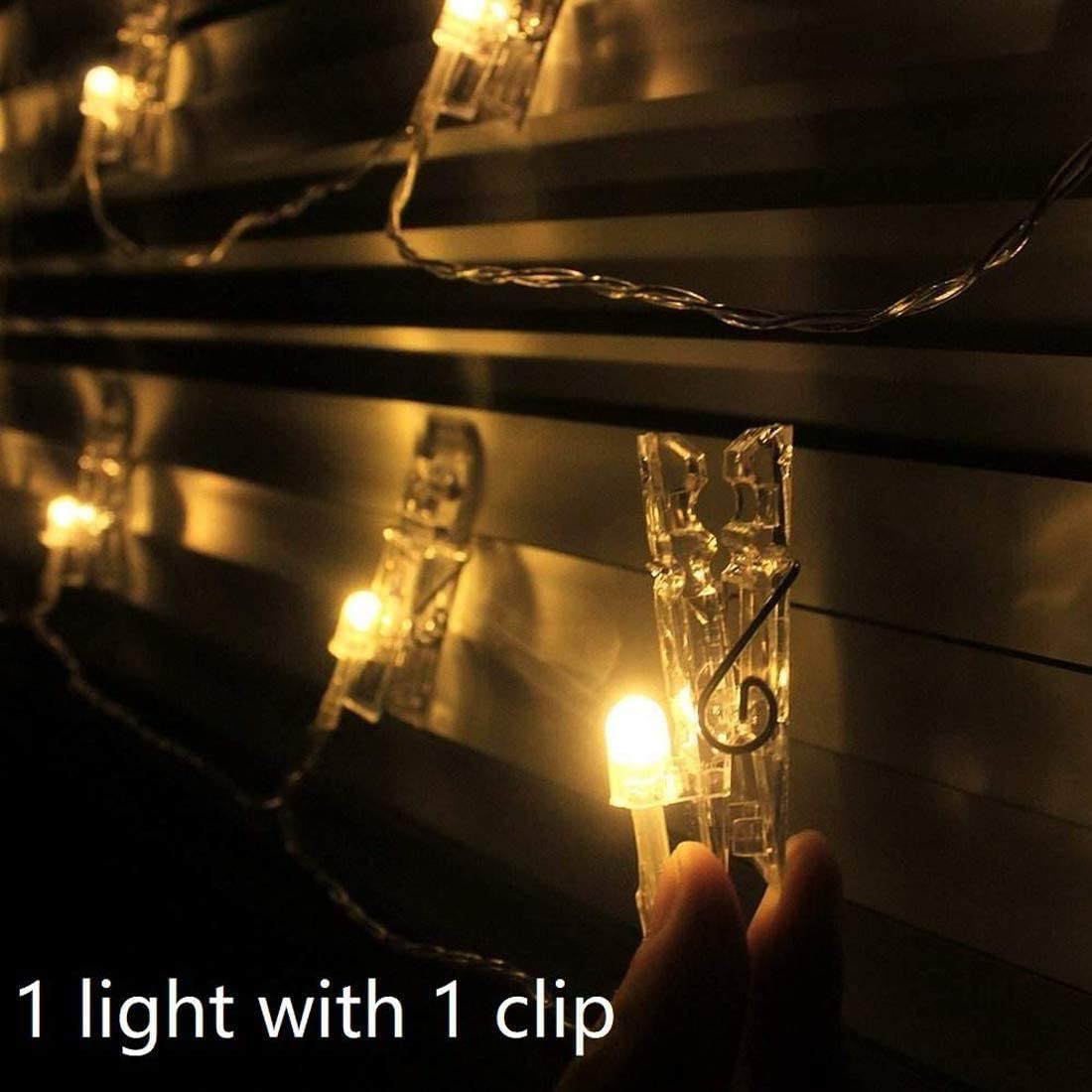 Lixada Fairy Lights Photo Clip String Lights - 7.22FT 20 LED Warm White Battery Powered Photo String Lights for Hanging Pictures Cards in Living Room Bedroom Party Wall Wedding