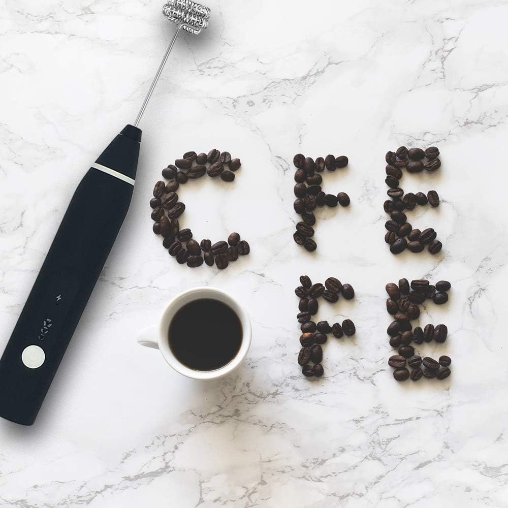 Rechargeable Coffee Beater Foam Maker with Double Whisk, Upgraded 3 Speeds Frother Handheld for Milk Coffee, Latte, Matcha