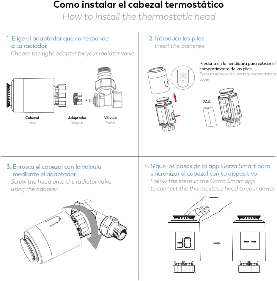 Smart Thermostat Head for Radiators with LED Display, Compatible with Alexa & Google, Programmable, Automatic Heating, App Control, Requires Bridge Zigbee