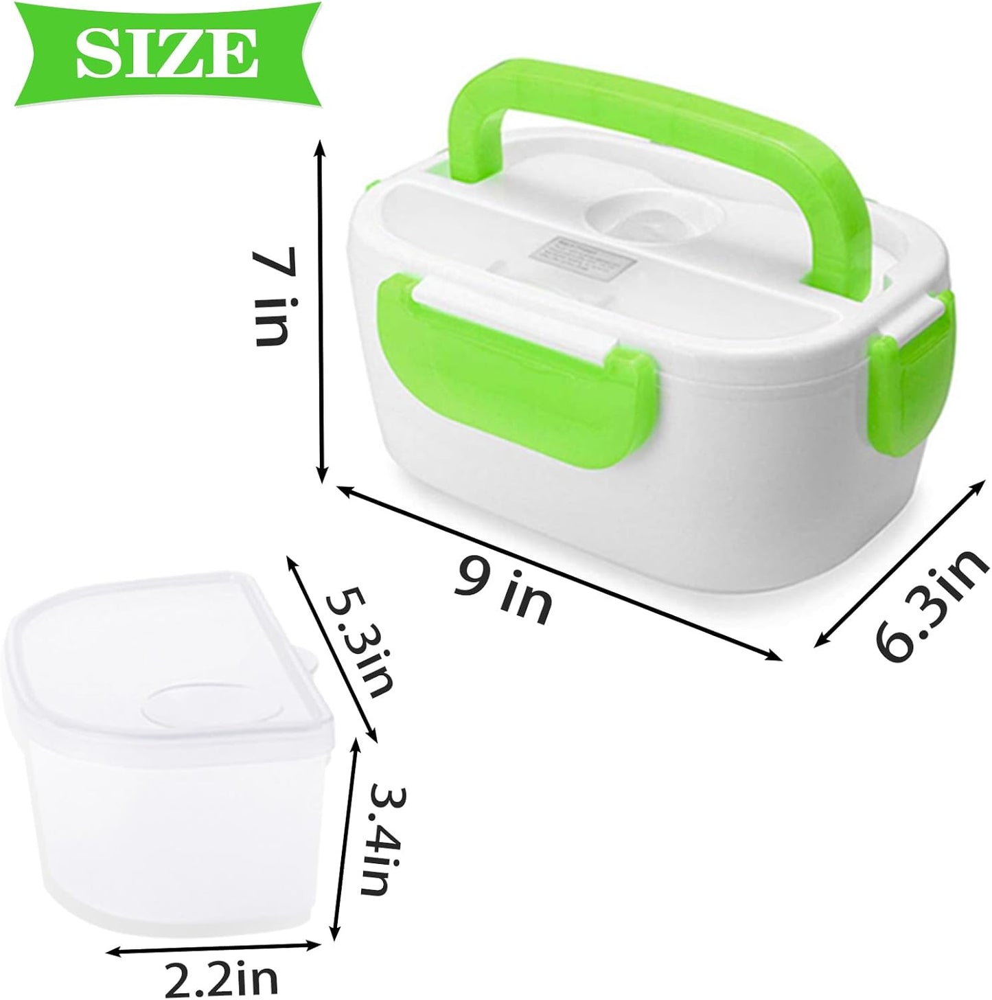 Electric Lunch Box 220V Food Heating Lunch Hot Box Portable Insulated Bento Box Electric Lunch Container for Office Travel Home (Green)