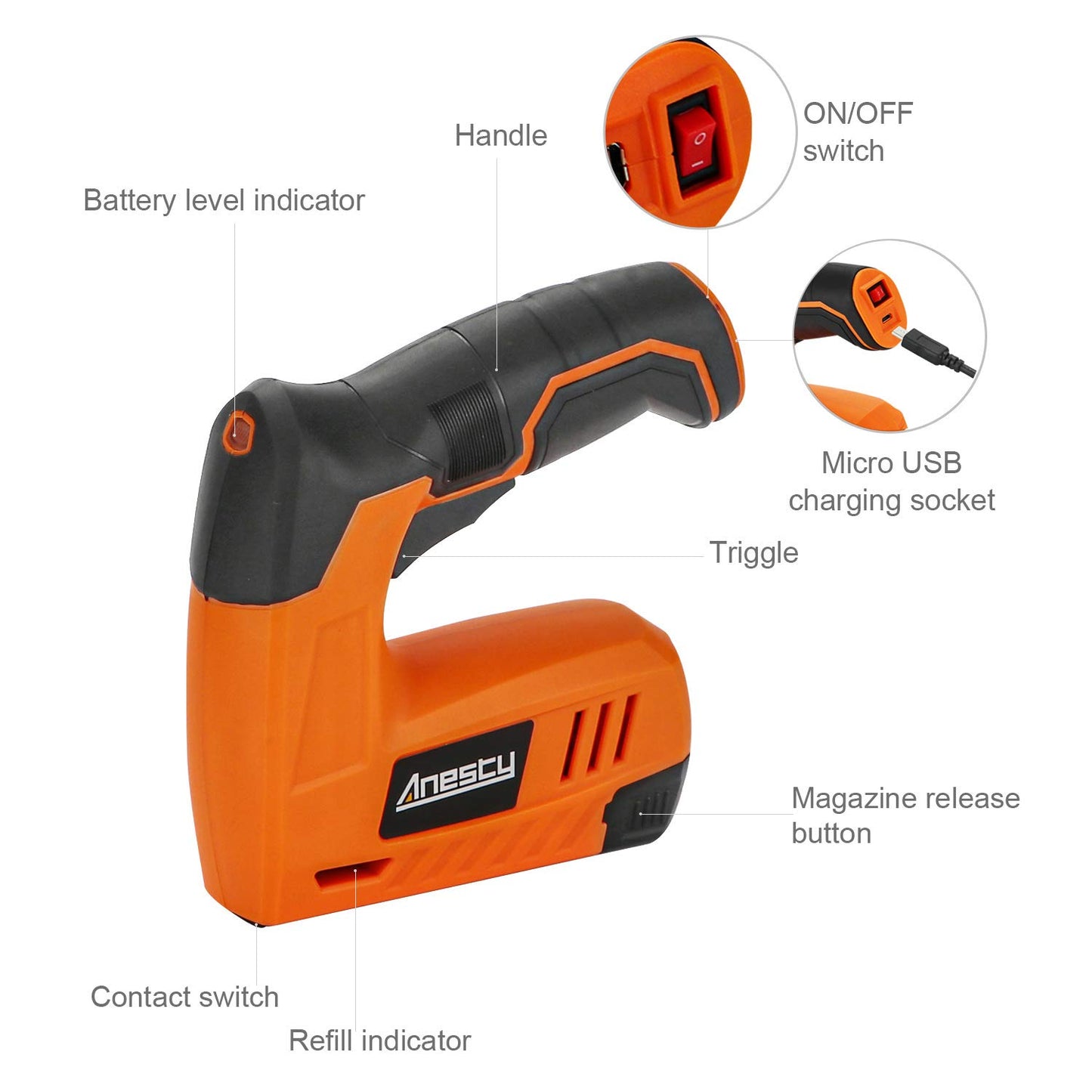 Cordless Staple Gun, 2in1 Electric Stapler & Nailer, Rechargeable Stapler/Tacker, with 2000pcs 10mm Nails and 2000pcs 10mm Staples [Small, Lightweight, Compact]