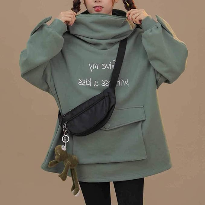 Franterd Hoodies Sweatshirts Womens Teens Girl Cute Pattern Cosplay Stitching Three-Dimensional Design Pocket Pullover