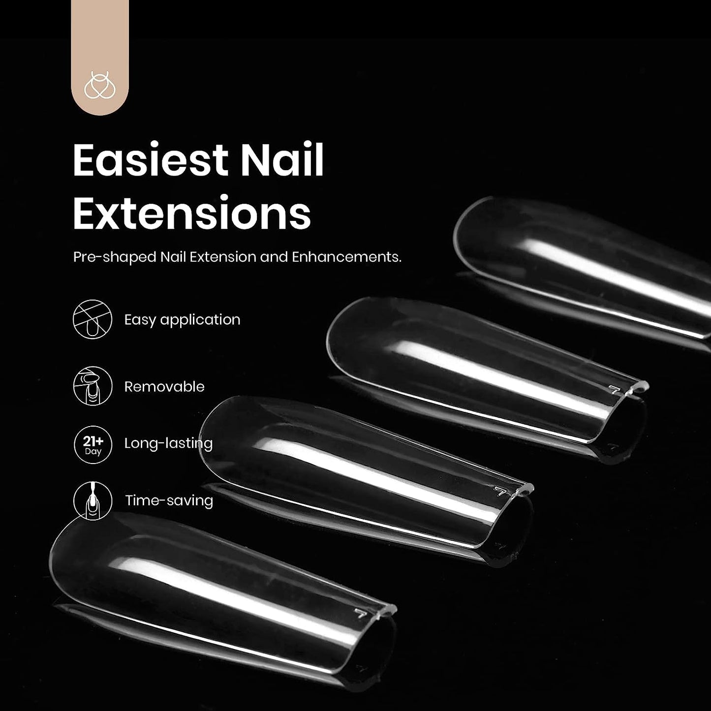 Beetles Gel Nail Kit Soft Gel Nail Tips, 500Pcs Pre-shaped Gelly Tips Square Long Clear Press on Nail Tips Full Cover False Nails for Gel Art , Soak Off Easy Nail Extensions Acrylic Nails Poly Nail Extension