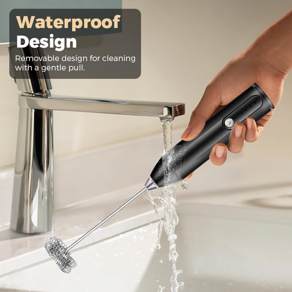 Electric Coffee Beater Stainless Steel USB Rechargeable Coffee Frother with Electric Handheld Milk Frother, 3 Adjustable Foam Settings for Eggs, Milk, Lattes, Coffee, Matcha, Cappuccinos, And Hot Chocolate