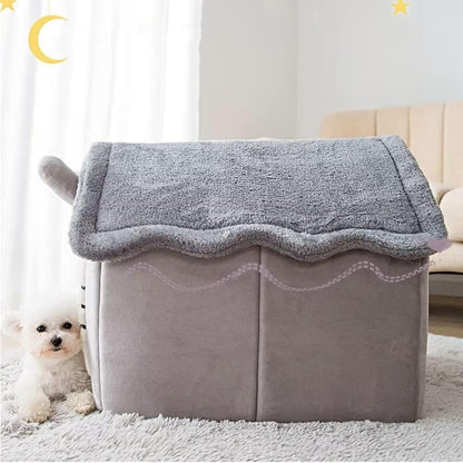 Indoor Dog House Warm Dog House Soft Pet Bed Tent House Modeling Dog Kennel Cat Bed with Removable Cushion Suitable for Small and Medium-Sized Dogs and Cats（Gray M Code）