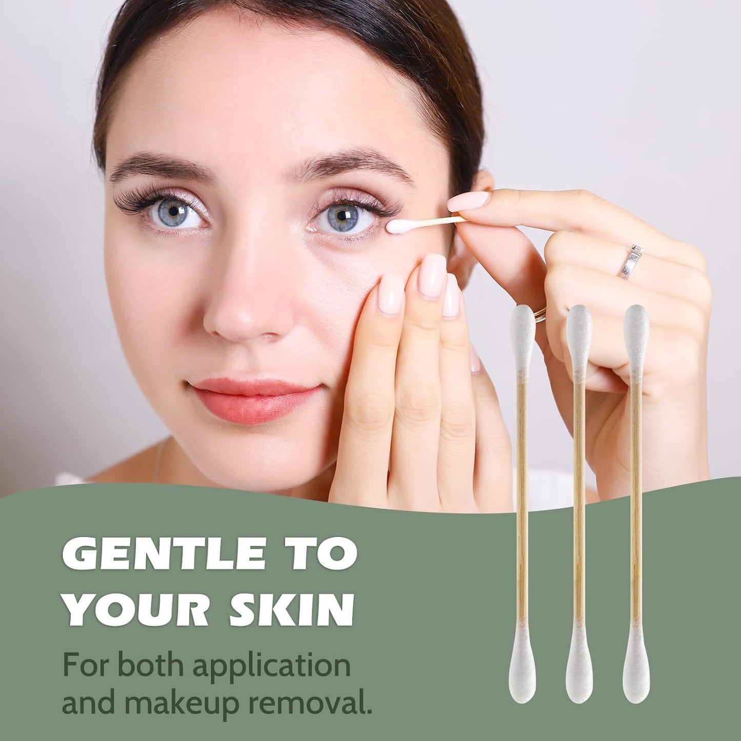 Bamboo Cotton Buds 500 Pcs Double Tipped Cotton Swabs - Biodegradable Eco-Friendly Strong Wooden Sticks Round Tips Ear Buds - Qtips Wooden Cotton Buds for Baby Care, Makeup, Ear Cleaning