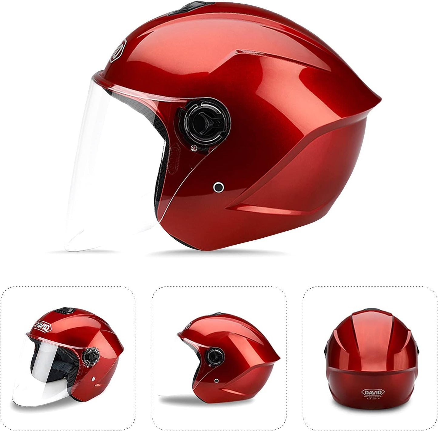 David 021 Adult Motorcycle Helmet Stylish Half Open Helmet With Goggles Motorbike Helmet Impack Restance Ventilation Helmet To Protect The Road Safety Of User