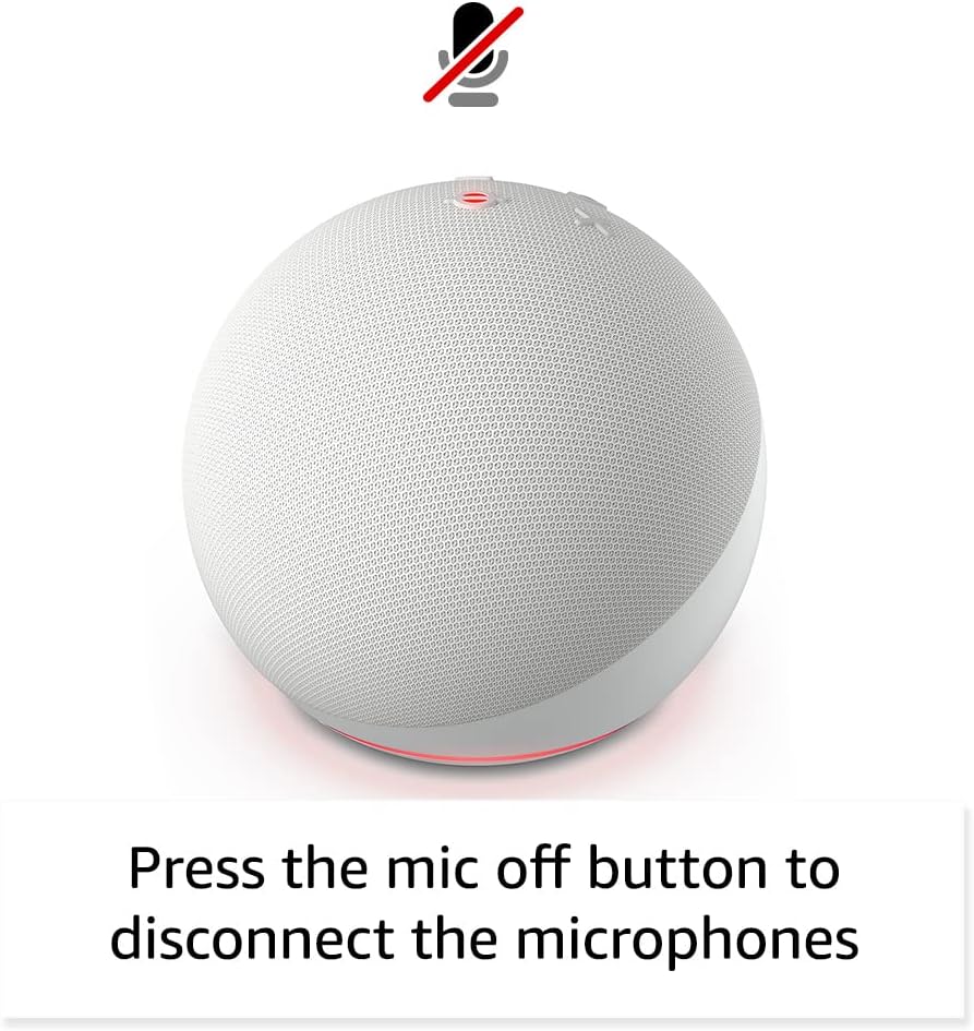 Amazon Alexa Echo Dot (5th Gen) Vibrant sounding Alexa speaker, Great for bedrooms, dining rooms and offices, (newest model) Glacier White
