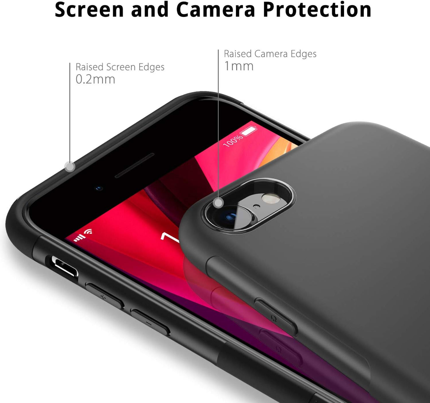 UNBREAKcable Case for iPhone 7/8 XR, SE, 13/13 Pro case [ Shock-Absorption][ Anti-Scratch][ Soft Frosted TPU] Ultra Thin Cover Protective Case Matte Black