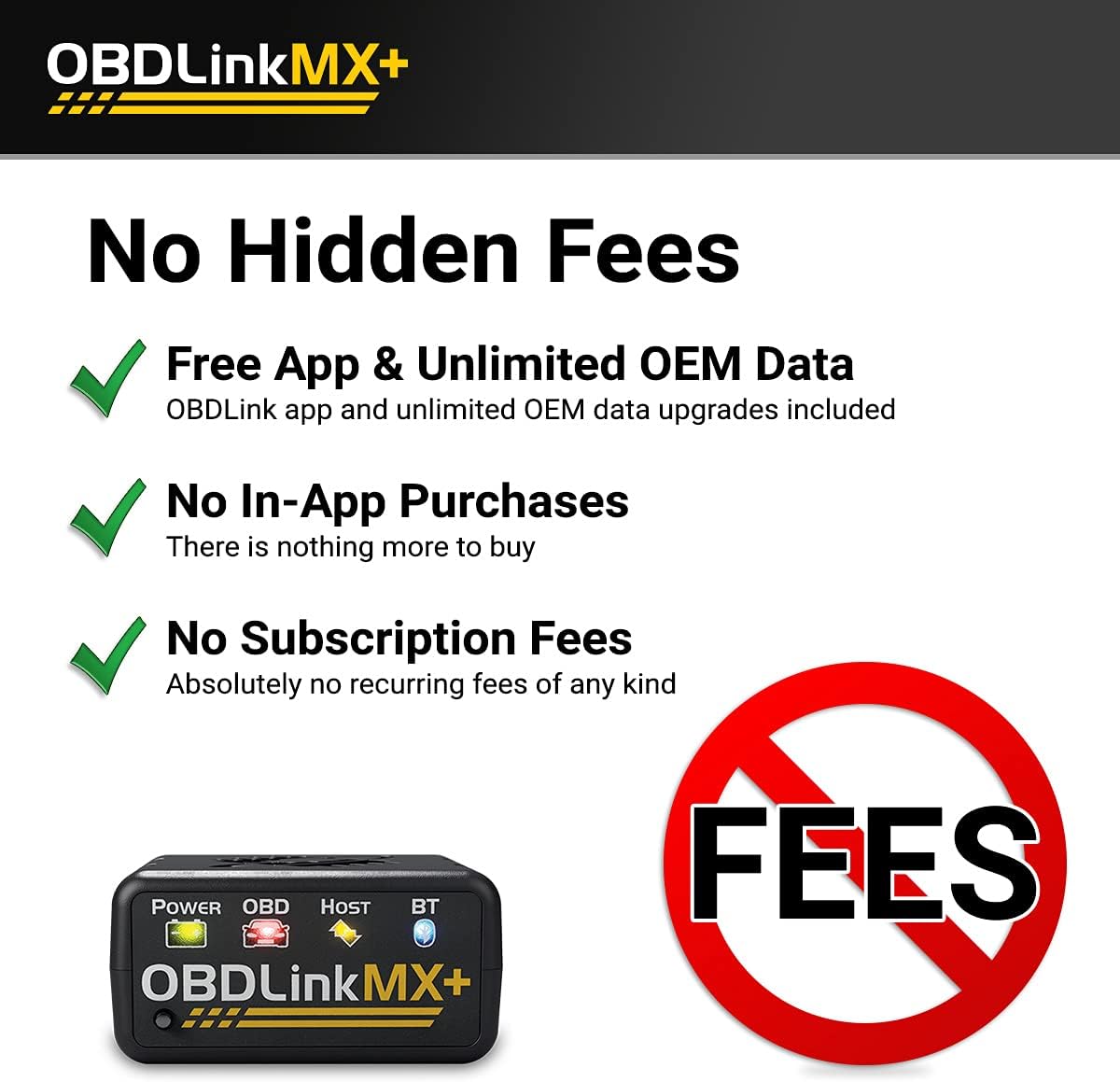 OBDLink® MX+ OBD2 Outstanding Bluetooth Scanner Compatible for iPhone, Android, and Windows works with all 1996 & newer model year cars and light trucks sold in the U.S., including all American, European, and Asian