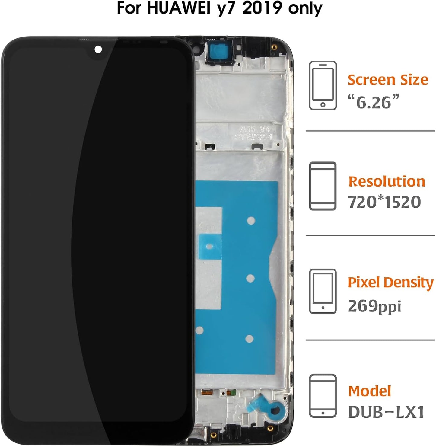 A-MIND for Huawei Y7 2019/Y7 Prime 2019/Y7 Pro 2019 LCD Display Touch Screen Glass Digitizer Dub-LX1 Dub-LX3 Full Assembly with Repair Tool Kits(Black with Frame)