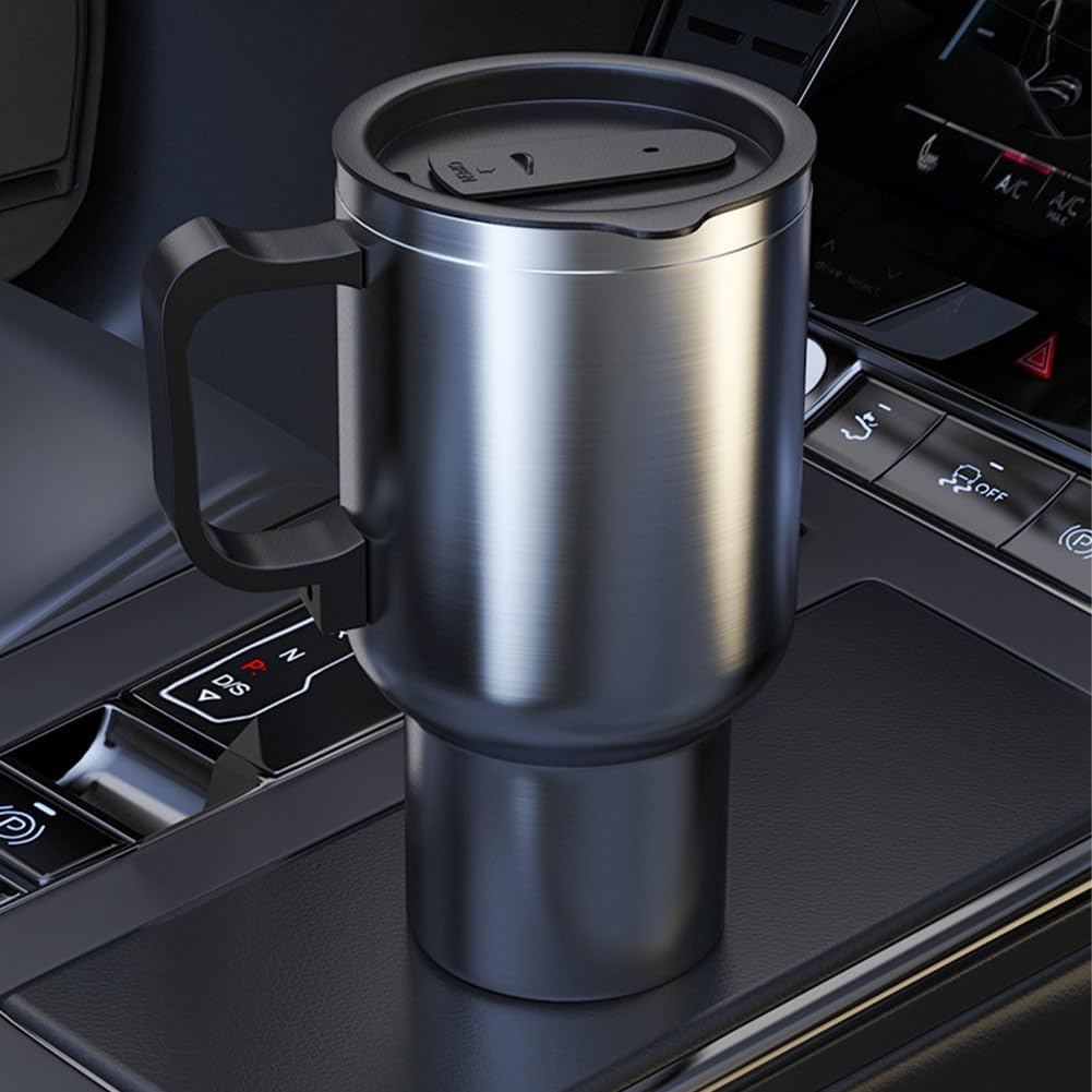 450ml Insulated Bottles, Car Electric Kettle 12V Car Heating Cup Stainless Steel Insulated Cup Reusable Water Bottle Travel Mug Coffee Mug Double Layer Vacuum Insulation Kettle