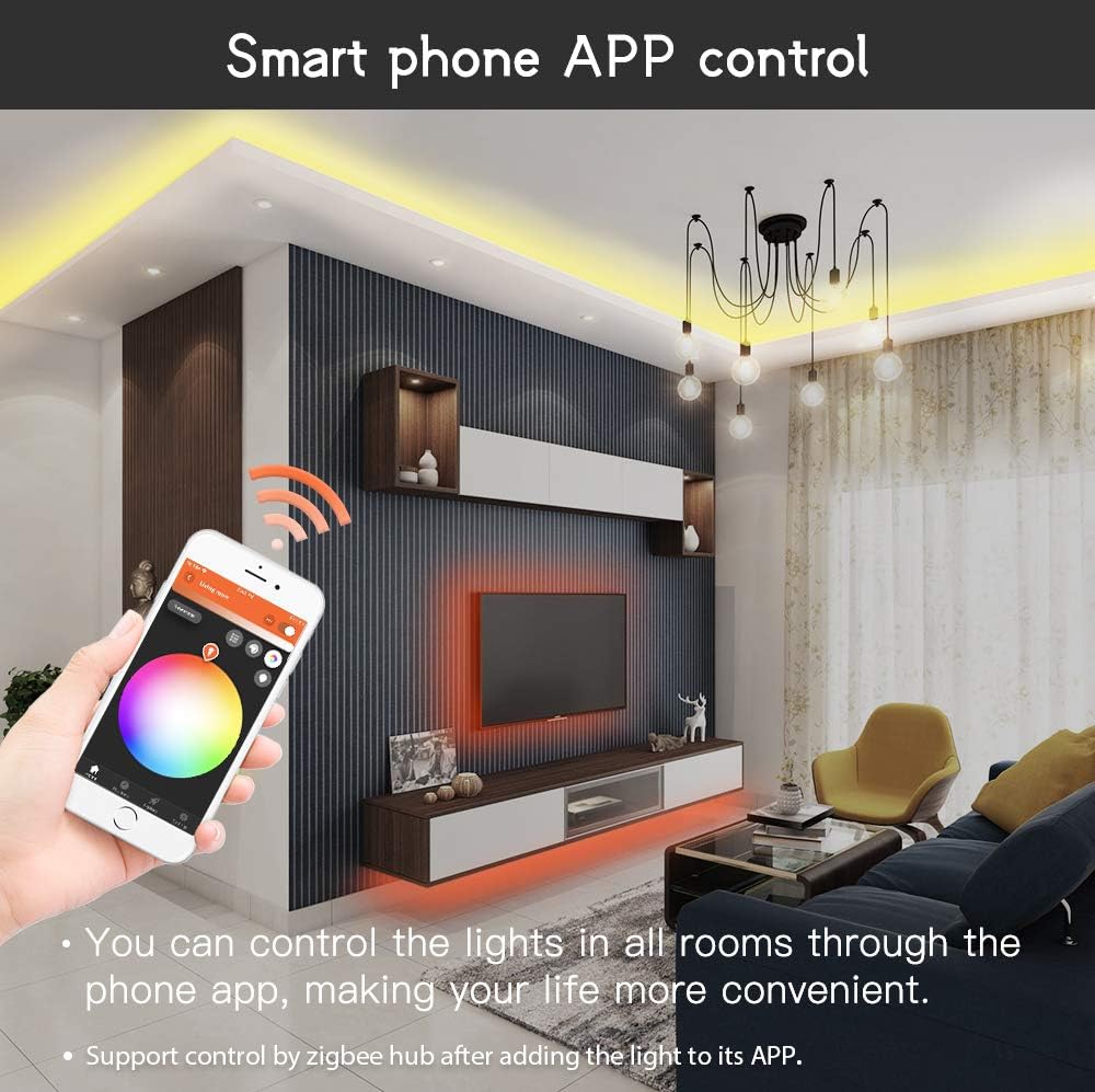 Gledopto RGBW Zigbee Controller Plus Version LED Strip Controller Smart Dimmer Compatible with Alexa,Philips Hue,Google Home and Many Other Zigbee Certified hubs, for DC12-24V LED Strip Lights