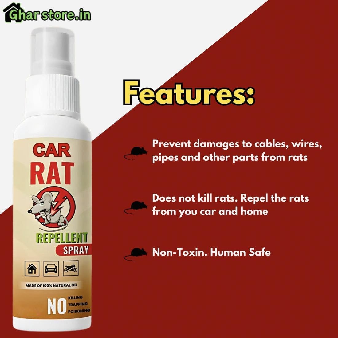 Herbal  for Car | Rat Repellent Liquid | Rodent Repellent | Anti Rat Protection Spray | Mouse Protector for Car
