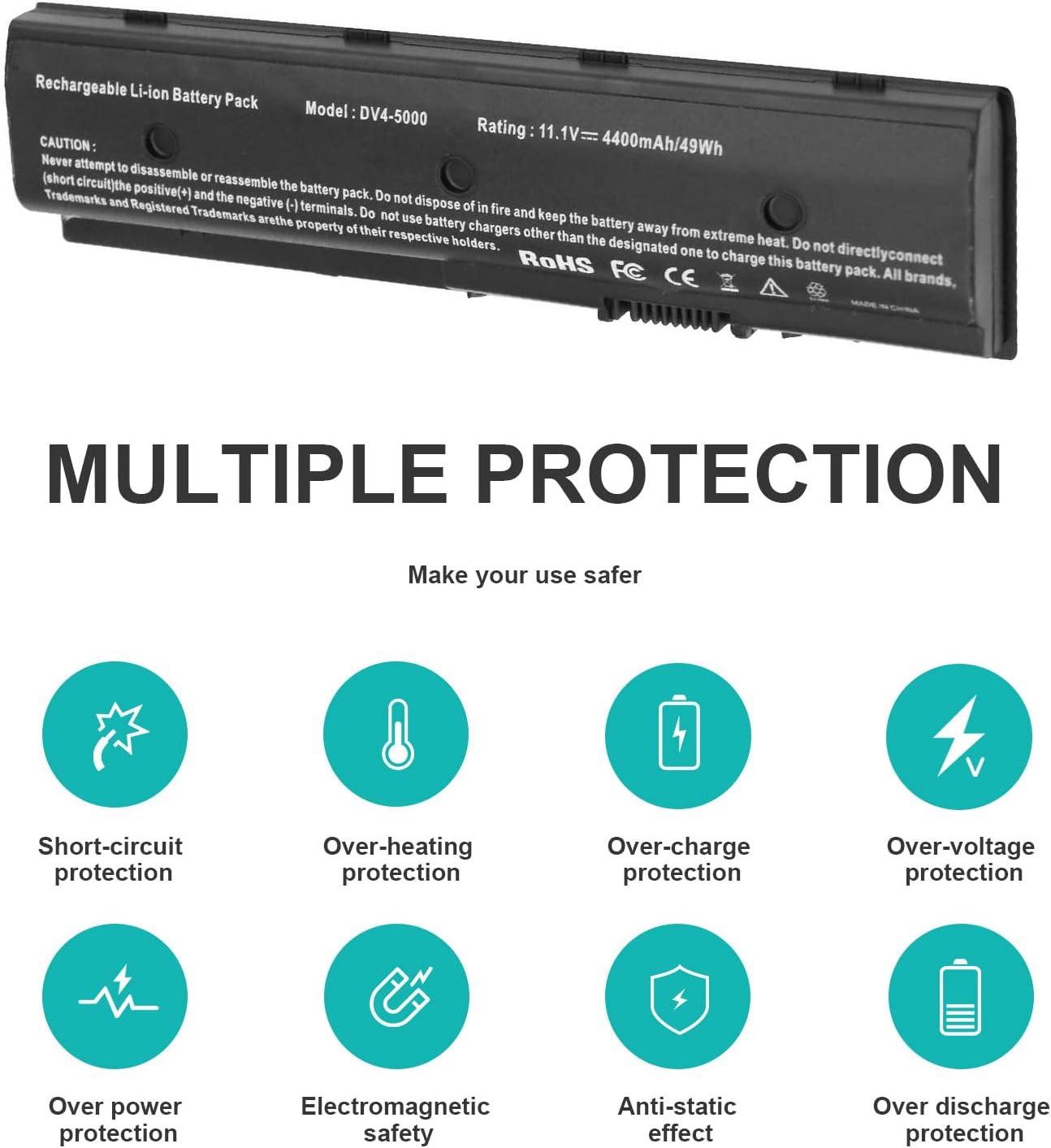 DV4-5000 MO06 MO09 671731-001 Laptop Battery for HP Pavilion DV4-5000 DV6-7000 DV7-7000 Envy DV4-5200 DV6-7200 M6-1100 Series [11.1V/49Wh/4400mAh]