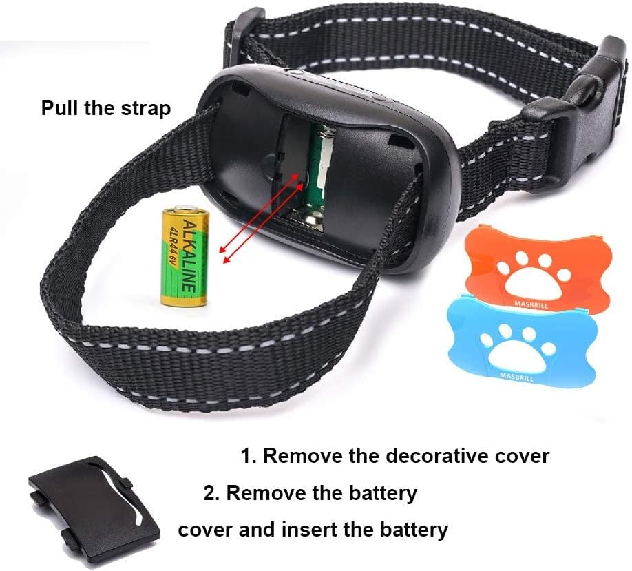 MASBRILL Dog Bark Collars - Effective Anti Barking No Shock Pet Dog Training Collar Stop Barking Deterrent Device Humane Vibration Beep No Barks Collar for Small, Medium Large Dogs 15-110lbs