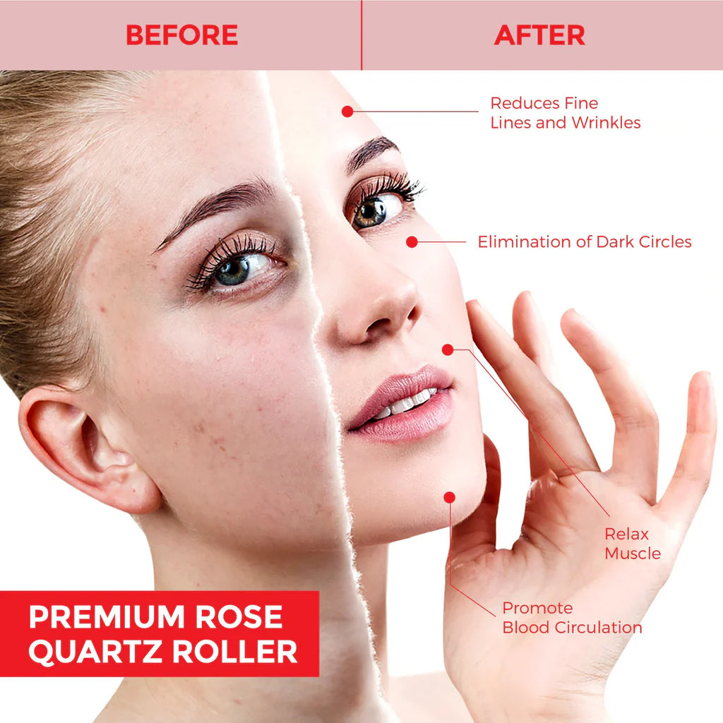 Rose Quartz Roller - 100% Premium Quality Rose Quartz Roller for Face Stunning Box perfect for Gift. Jade Roller alternative.