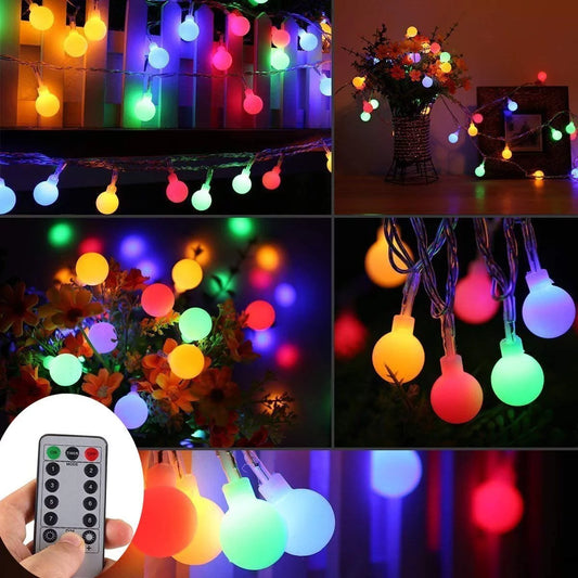 33ft 100 LEDs Battery Operated String Lights Globe Fairy Lights with Remote Control for Outdoor/Indoor Bedroom,Garden,Christmas Tree[8 Modes,Timer ] (Multicolor)-1PACK