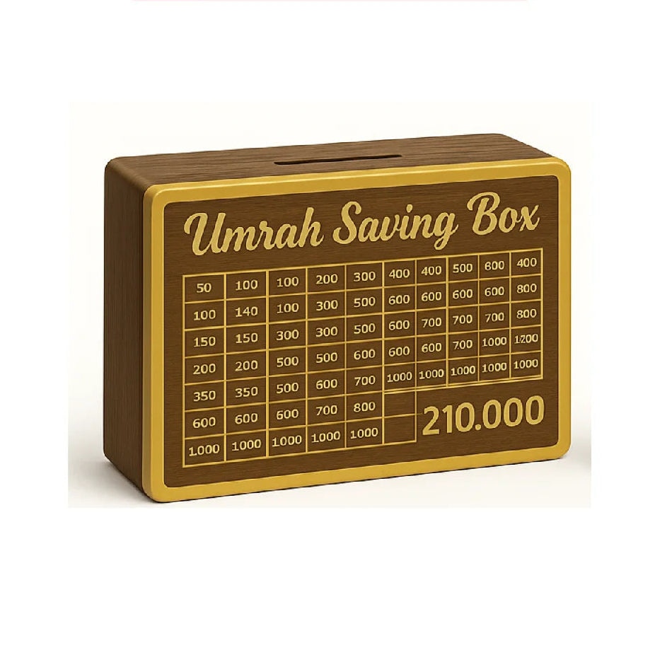 Umrah Saving Box - Wooden Umrah Saving Box - 280 Days Savings Plan