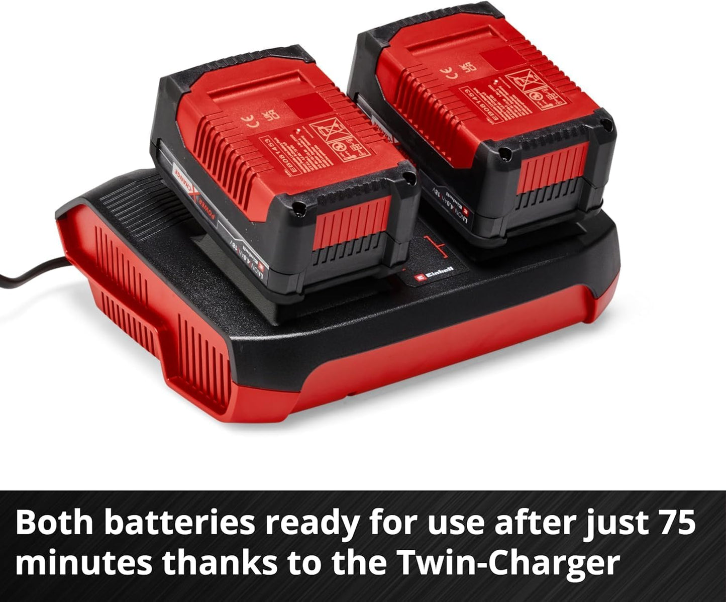 Like A New Einhell Power X-Change 18V, 3.0Ah Lithium-Ion Battery Twin Charger Starter Kit - 2 x 3.0Ah Batteries and Twincharger Set - Universally Compatible With All Einhell PXC Power Tools And Garden Machines