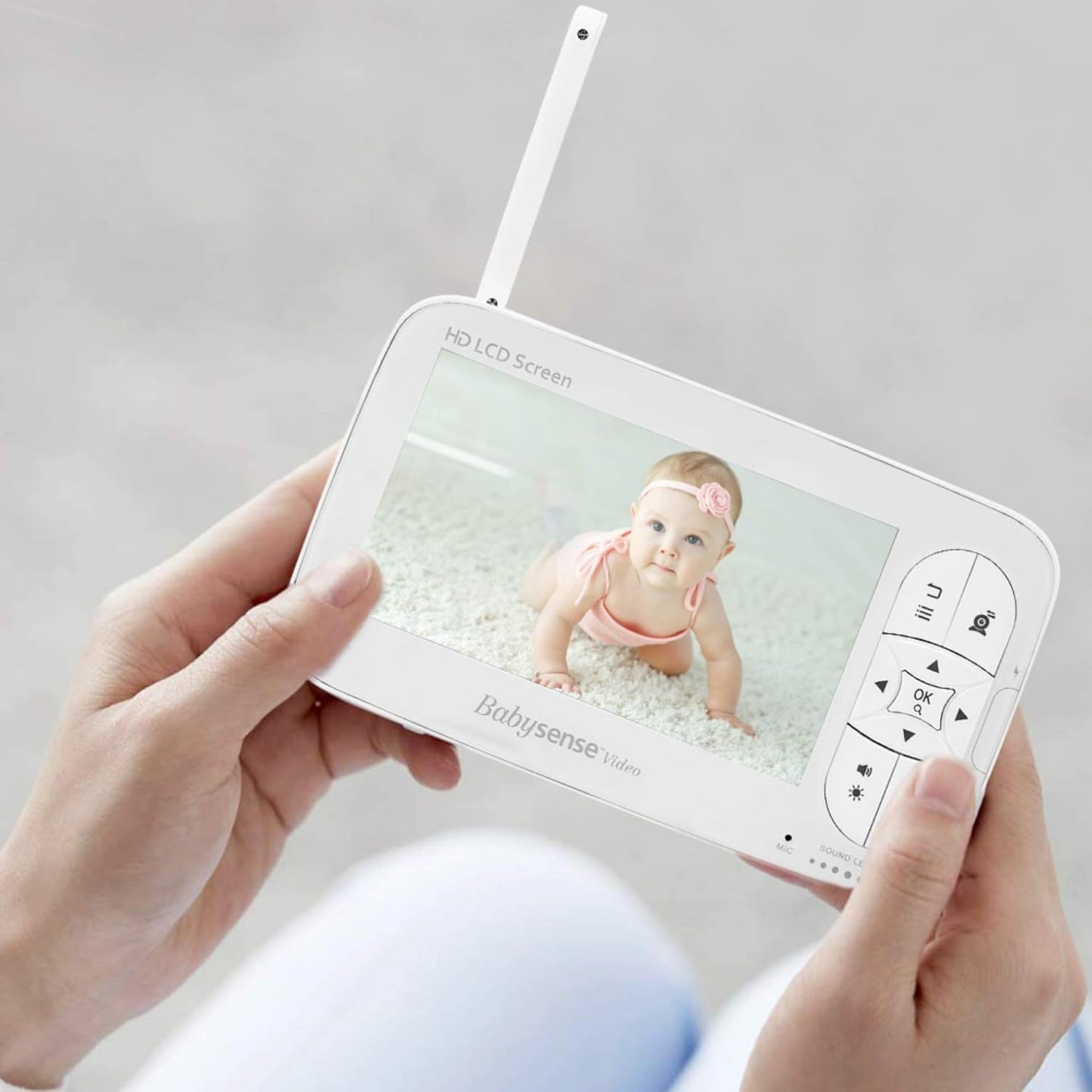 Babysense 5" HD Baby Monitor, Video Baby Monitor with Pan Tilt Zoom Camera and Large 5 Inch Display – Two-Way Talk-Back Audio, Zoom, Long Range, Night Vision, Secure Hack-Free Baby Monitor Camera