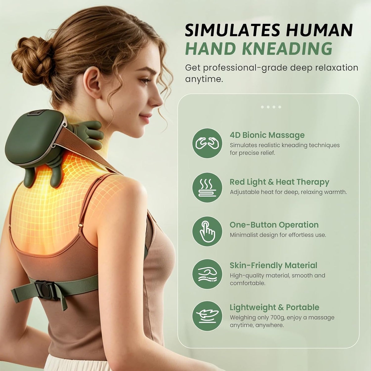4D Neck Massager with Heat, Deep Tissue Pain Relief,Shoulder Massager Neck, Back & Hand Massager, Heating Function, Deep Tissue Pain Relief, Muscle Relaxation, Ideal Gift