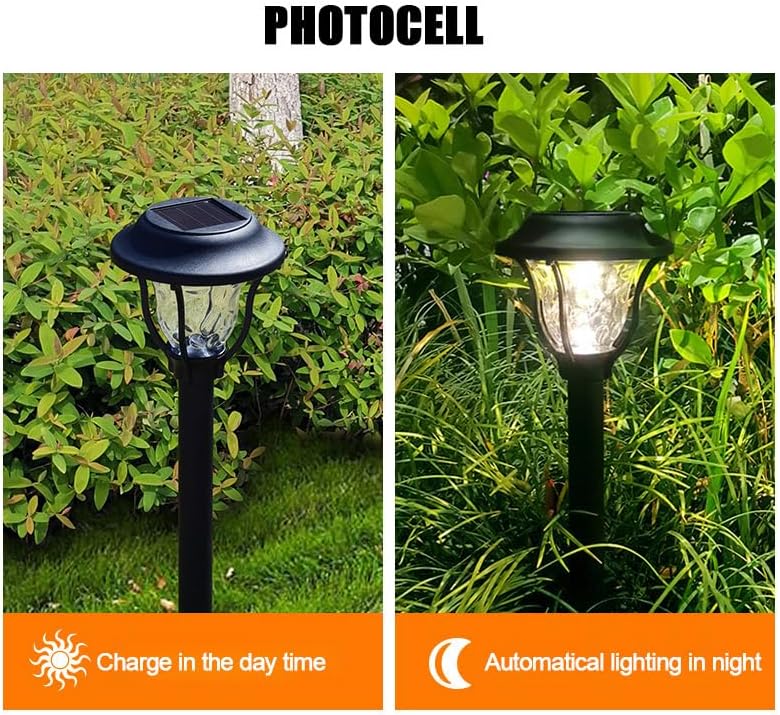 9pcs HomeRoots Outdoor Walkway Landscape Projection Lights Solar Power Garden Pathway Lights Waterproof Led Lamps