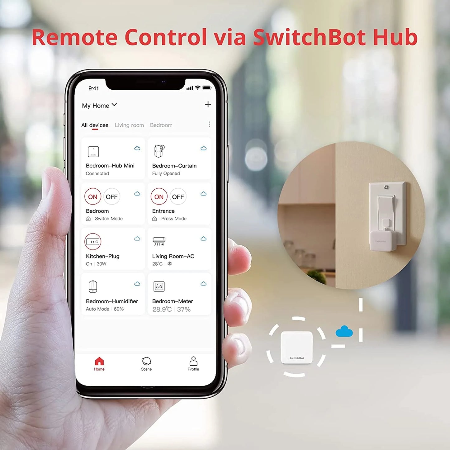 SwitchBot Smart Switch Button Pusher - Fingerbot for Automatic Light Switch, Timer and APP Bluetooth Remote Control, Works with Alexa, Google Home, HomeKit When Paired with SwitchBot Hub (White)