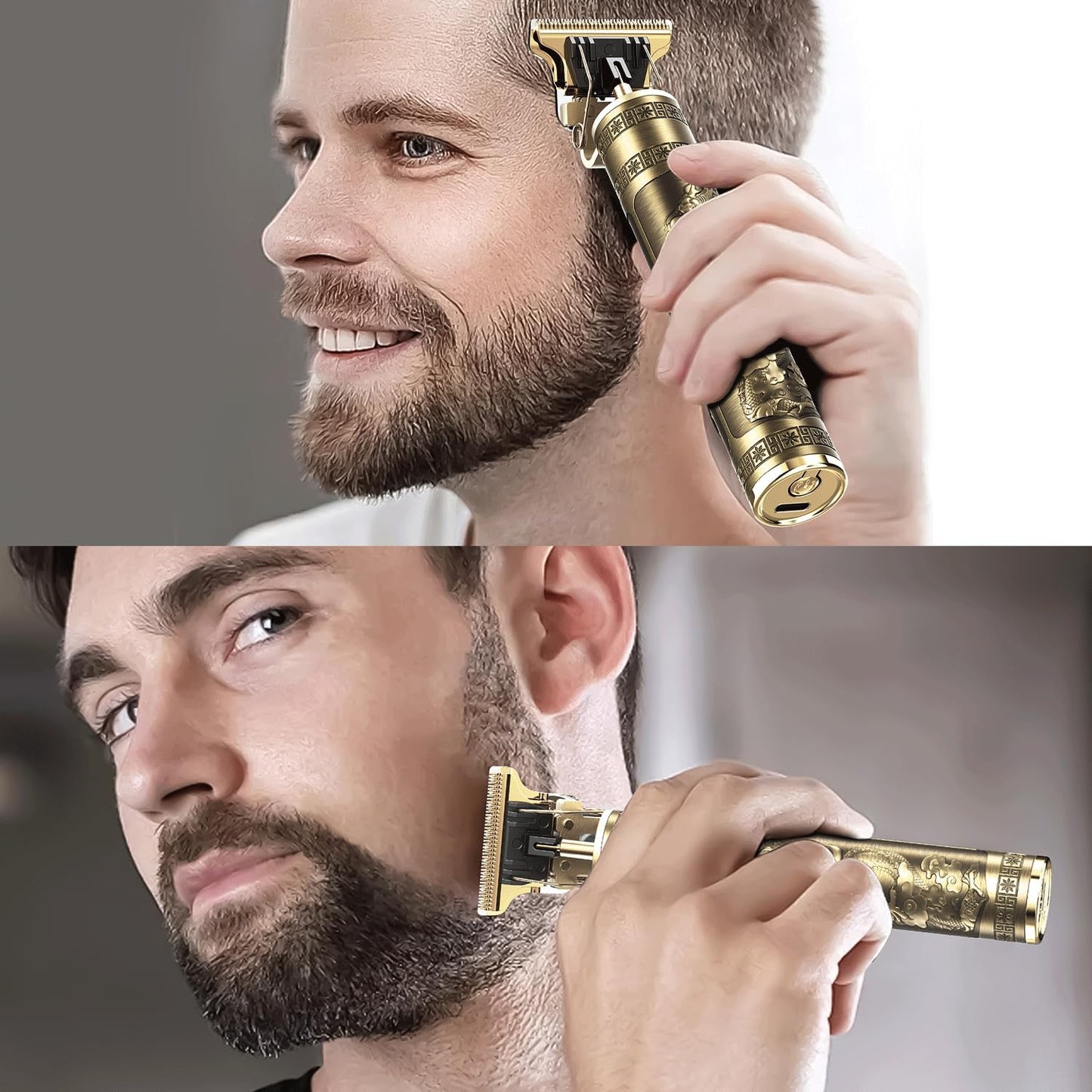 Beard Trimmer for Men-Hair Clippers for Men-Cordless Rechargeable Hair Clipper and Trimmer-Beard Shaver Barbershop（Gold）