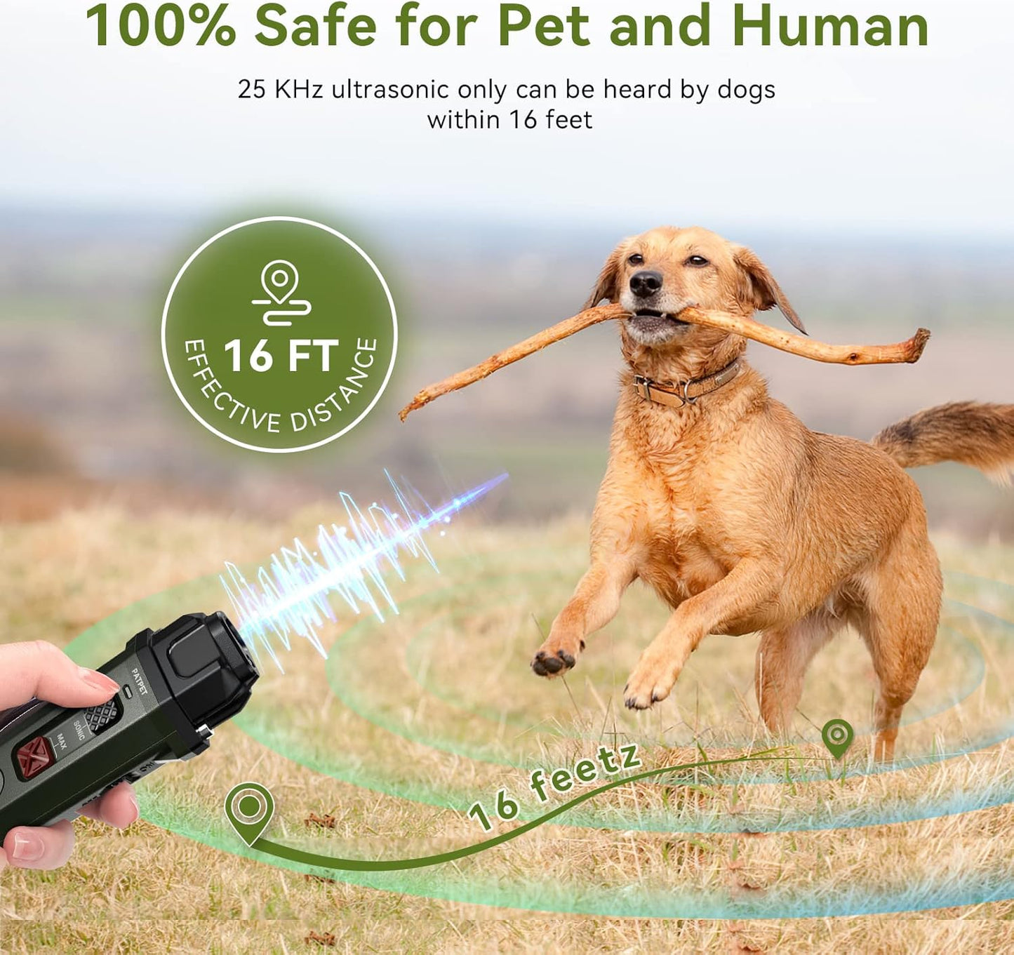 JHMYAR Ultrasonic Dog Bark Device with Flashlight, Anti Bark Device, Long Range for Small and Large Dogs, Indoor and Outdoor