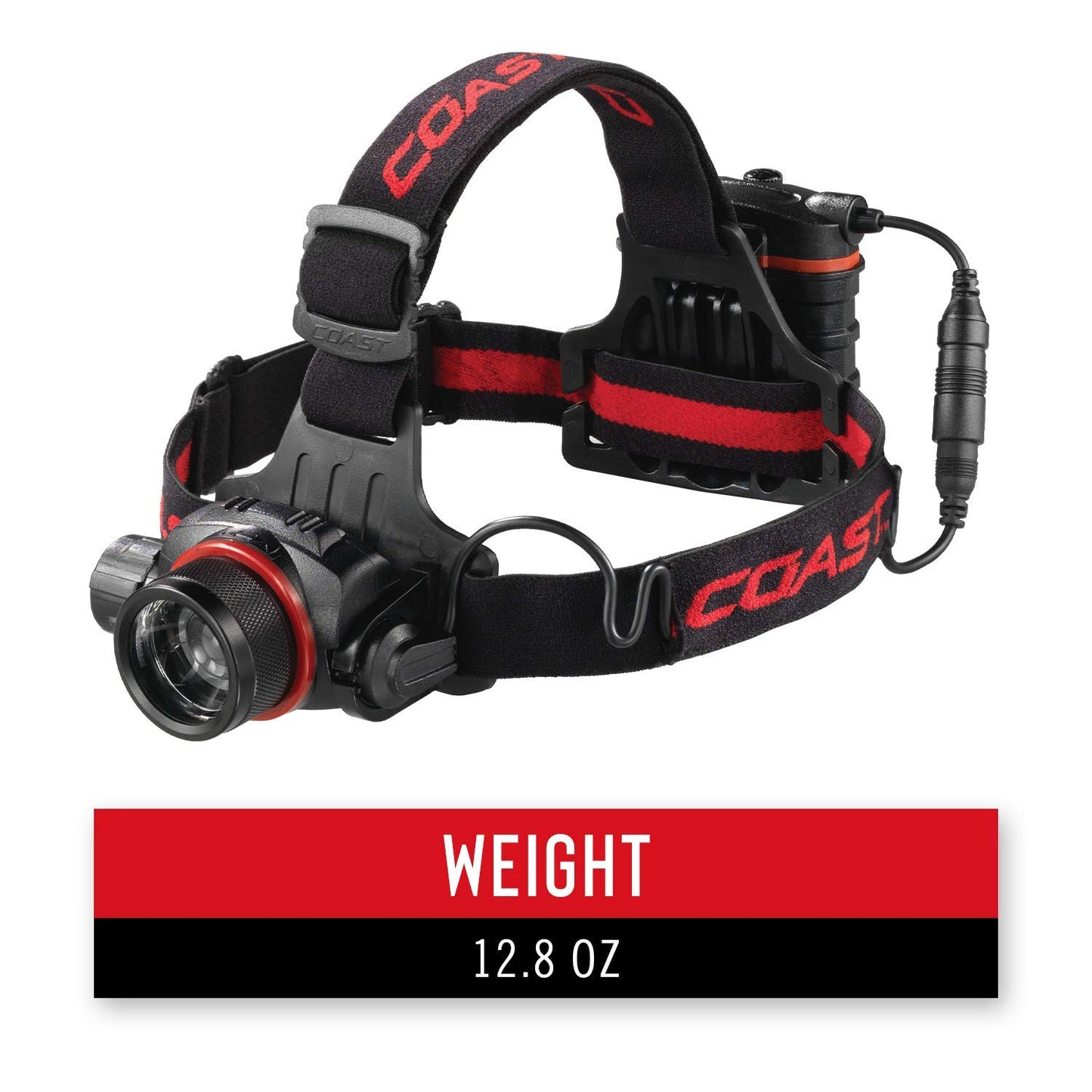 COAST® HL8 390 Lumen Utility LED Headlamp with Hinged Beam Adjustment and Hard Hat Compatibility Pure Beam Focus - Flood to Bulls-Eye Spot