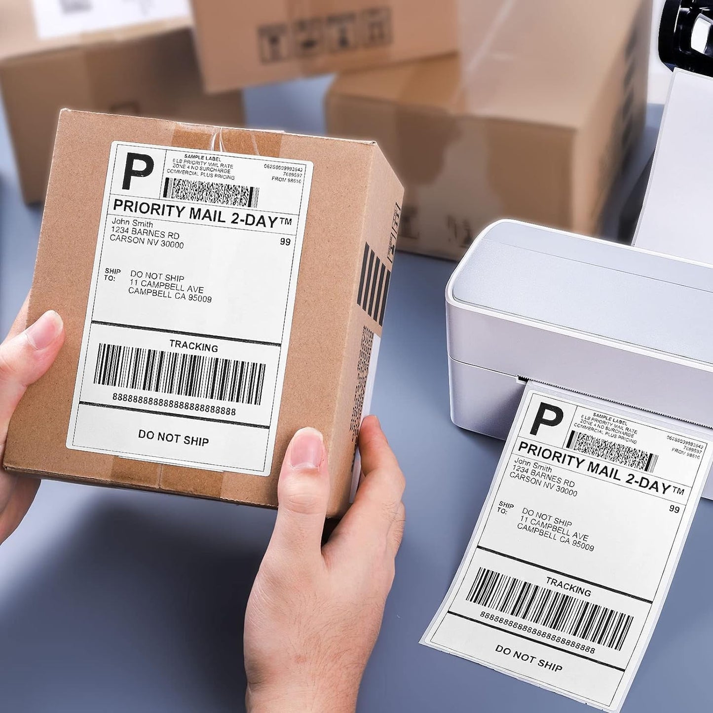 250pcs Thermal Shipping Address Labels - Direct Thermal Shipping Labels 4"x6" / 4"x5" / 4"x8" for Label Printer - Address Label Paper Compatible with MUNBYN, Rollo, and Other Thermal Printer, 1 Pack(250 Roll/Pack)