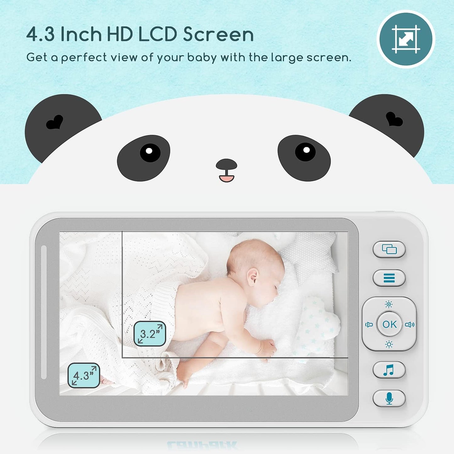 Campark BM40 Video Baby Monitor with Camera and Audio, 4.3 Inch Baby Monitor with Night Vision, No WiFi, 2-Way Talk, VOX, Temperature Display, 8 Lullabies, Ideal for New Moms