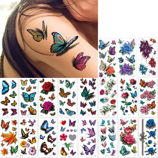 3D Tattoo Sticker Waterproof Tattoo Sticker Small Bug Butterfly Flower Tattoo Tattoo Sticker butterfly butterfly stickers