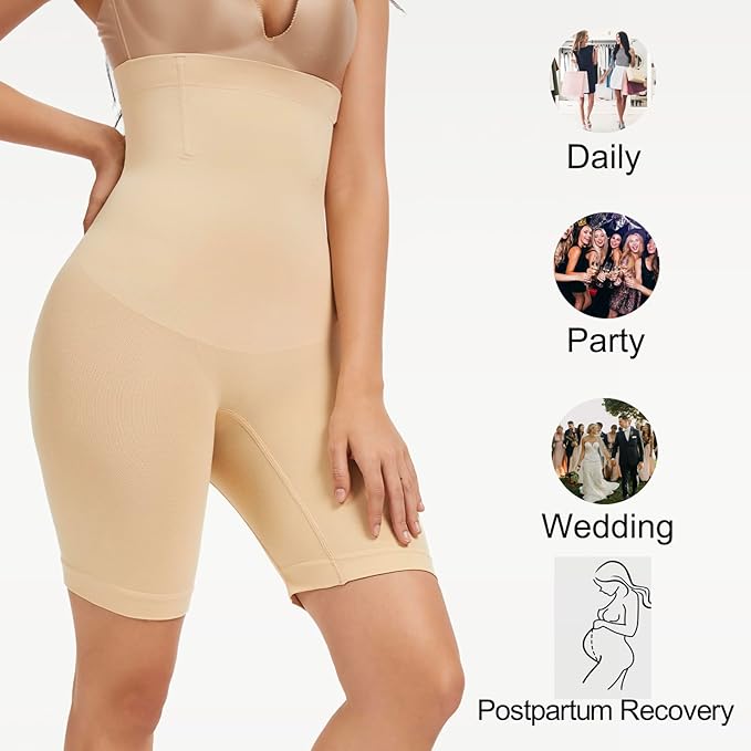 Shapewear Shorts Tummy Control Body Shaper High Waist Stomach Control Knickers Seamless Waist Trainer Girdle Underwear for Women Size (M-L)