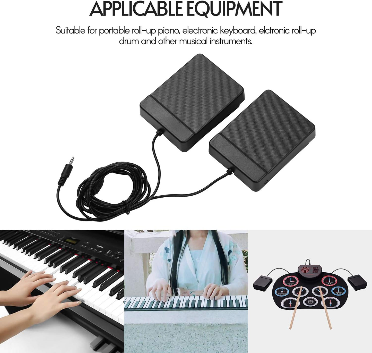 3.5mm Interface Compact Sustain Pedal Universal Dual Pedal for Musical Instruments Portable Folding Piano Electronic Keyd Electronic Foldable Drum