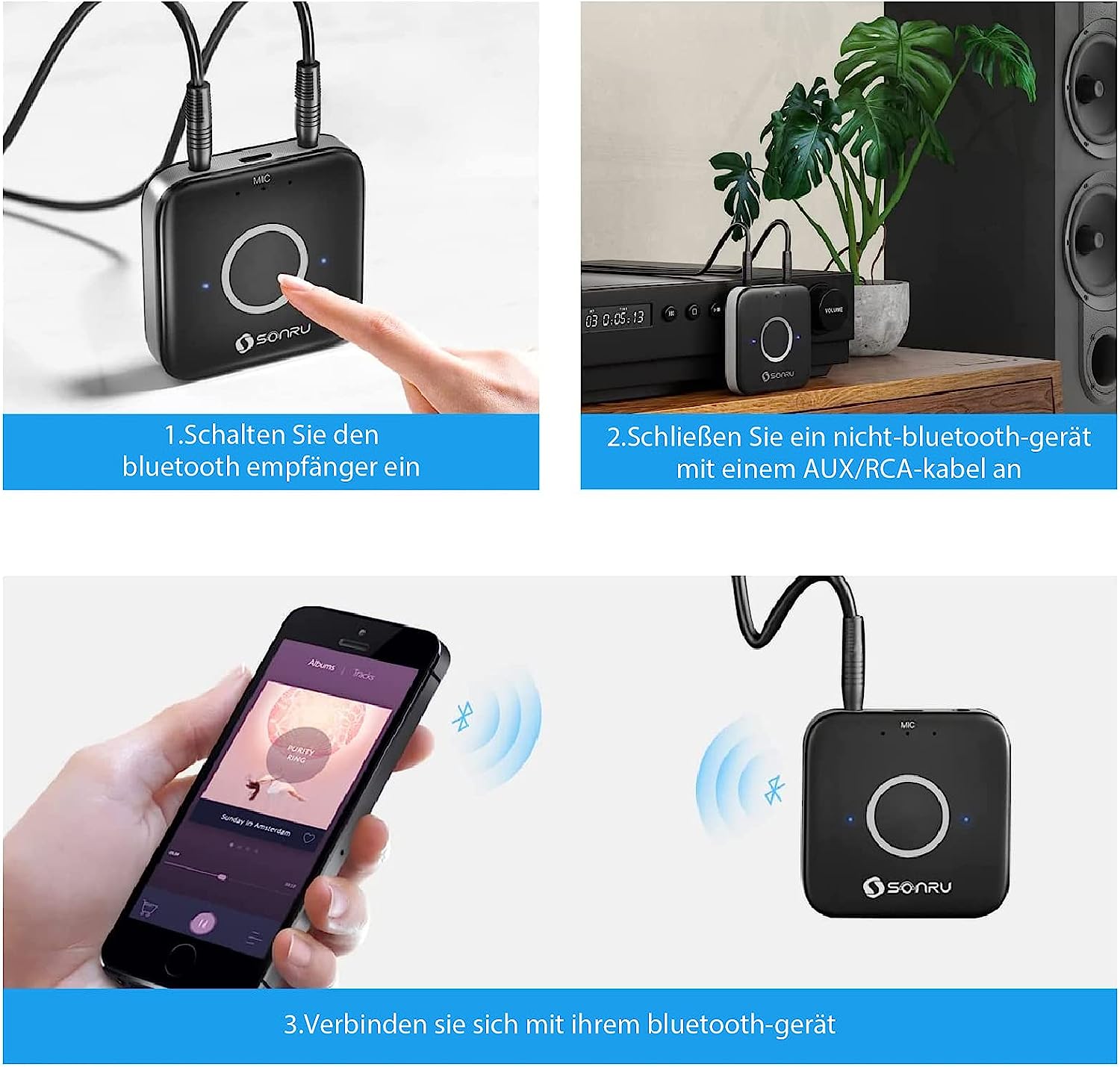 Sonru bluetooth outlet 5.0 transmitter receiver