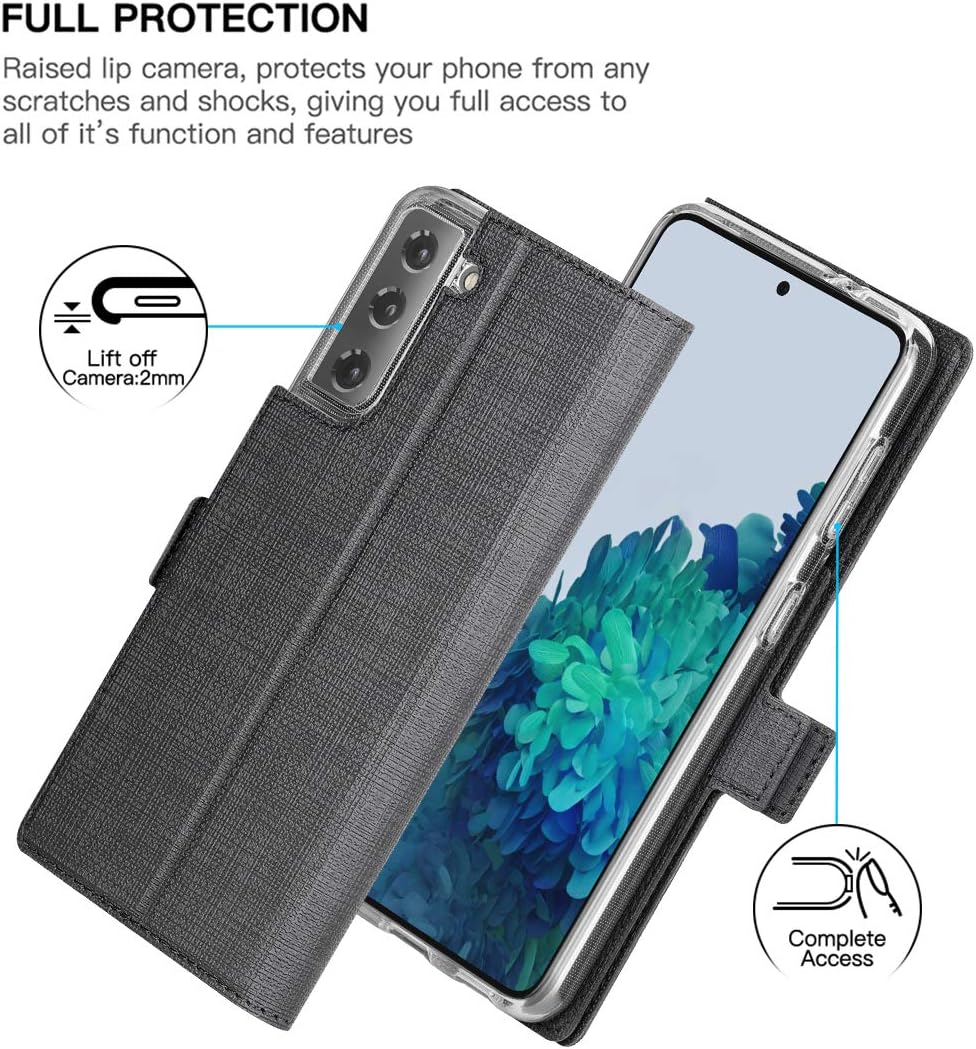 Foluu for Galaxy S21 Plus Case, Flip Folio Wallet Cover Slim Premium PU Leather Case ID Credit Card Slots Stand Kickstand Magnetic Closure TPU Bumper Cover for Samsung Galaxy S21 Plus 2020 (Black)