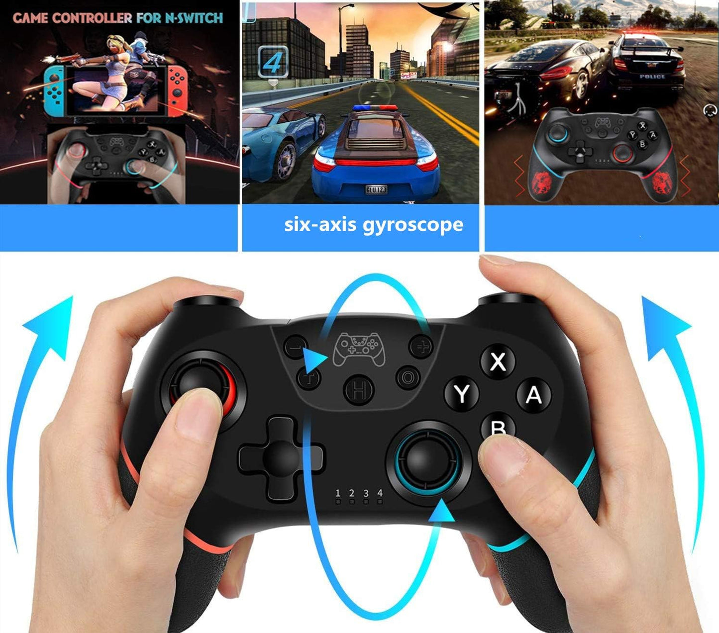 Switch Controller, Wireless Pro Controller for Switch/Switch Lite/Switch OLED, Switch Remote Gamepad with Joystick, Adjustable Turbo Vibration, Ergonomic Non-Slip