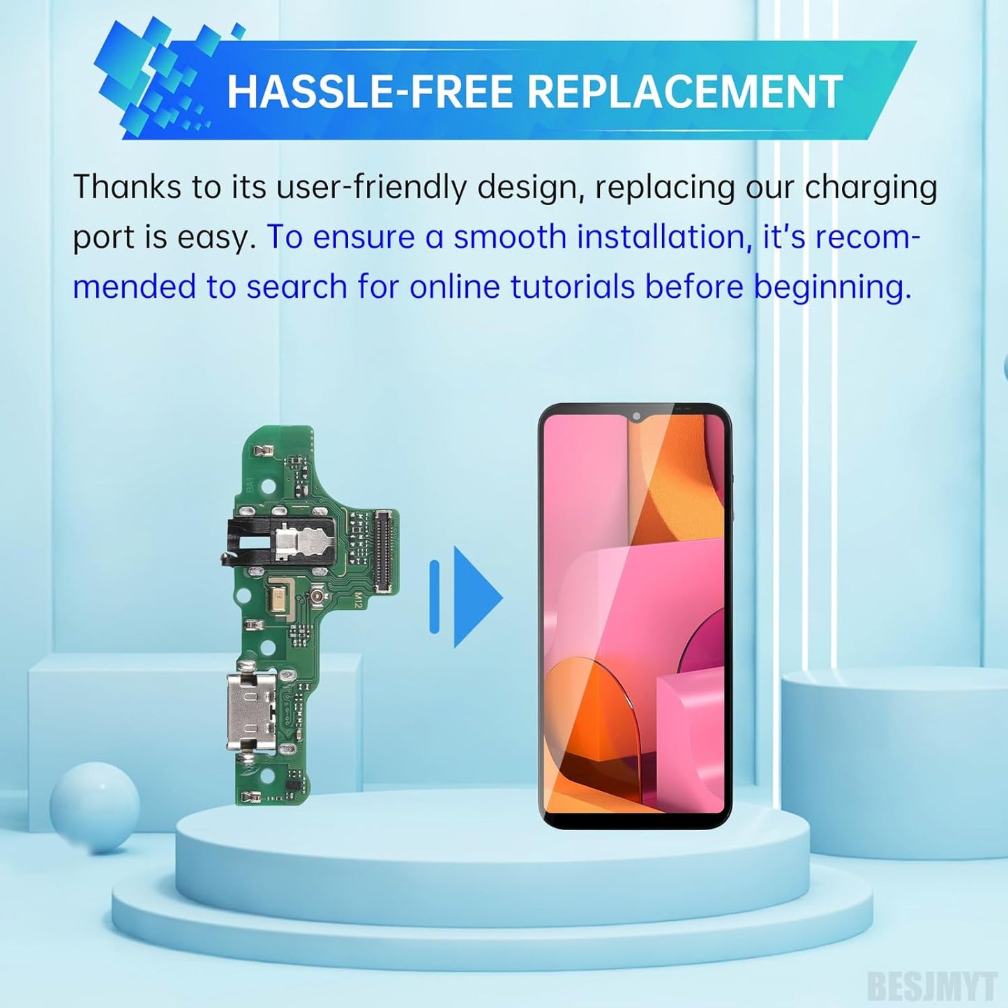 for Samsung Galaxy A20s Charging Port Replacement USB Charger Dock Type-C Connector Flex Cable Board with Microphone Jack Headphone Mic Port Repair Fix for SM-A207F