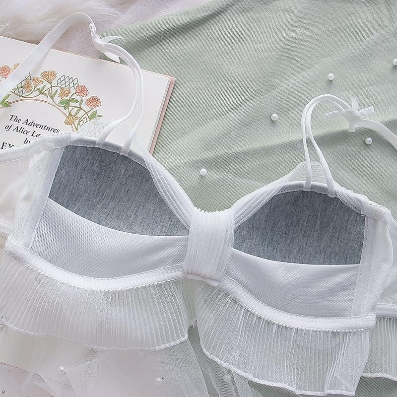n/a Japanese bra, piano pleats, bow, comfortable, steel ring, sweet and nice underwear(Color : White, Size : 36/80(AB pass cup))