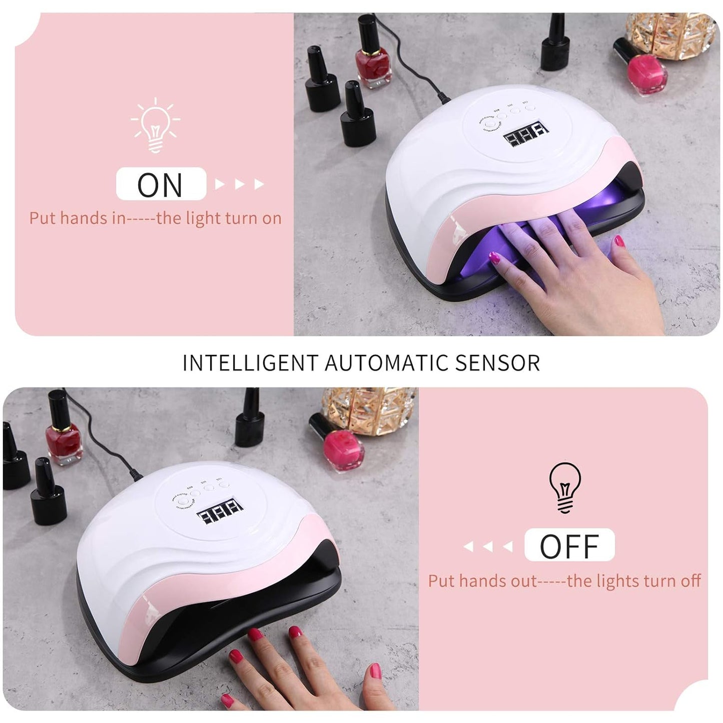 Aokyom 168 W Nail Dryer Lamp, UV LED Lamp for Nails, Professional Nail Lamp with 10/30/60/99s Timer LCD Display and Smart Sensor for Finger/Toenail and for All Gel Nail Polish, Gel Nails, Shellac