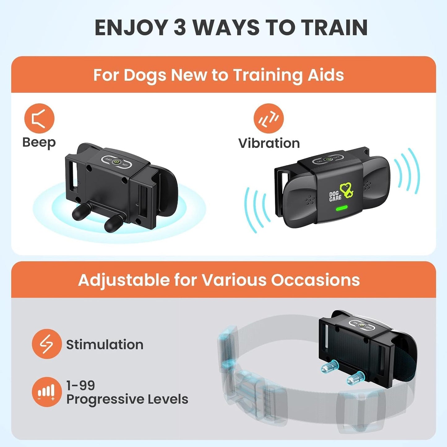 DOG CARE Dog Shock Collar with Remote, Dog Training Collars with 3 Modes, Waterproof Electronic Dog E Collar with 1500FT Remote, Keypad Lock for All Dogs