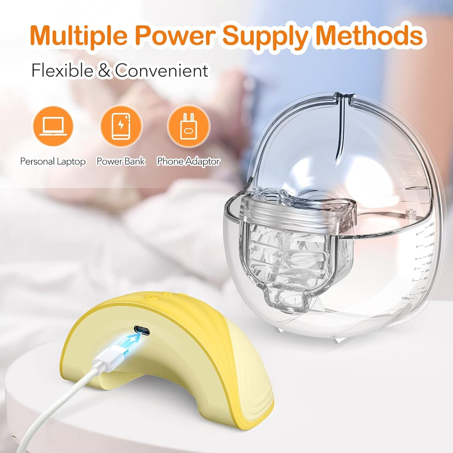 S18 Wearable Hands-Free Electric Breast Pump, Painless Pumping, Ultra-Quiet, Strong Pumping, 2 Modes 9 Speeds, Portable Breast Pump can be Worn in Bra and be Used in The Office, 24/21mm