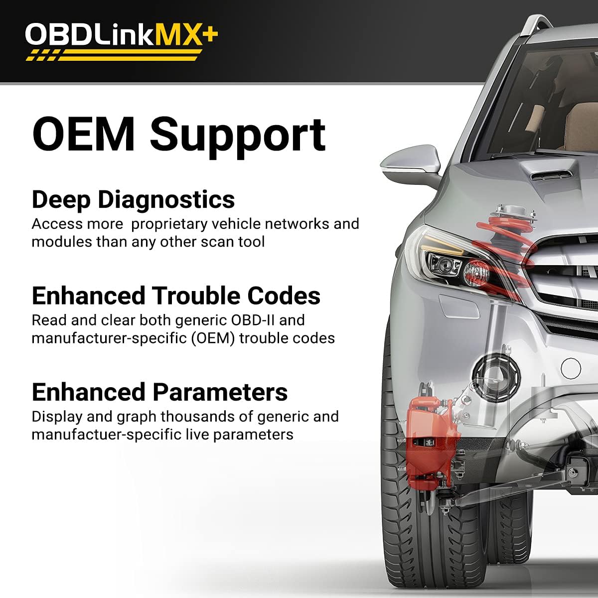 OBDLink® MX+ OBD2 Outstanding Bluetooth Scanner Compatible for iPhone, Android, and Windows works with all 1996 & newer model year cars and light trucks sold in the U.S., including all American, European, and Asian