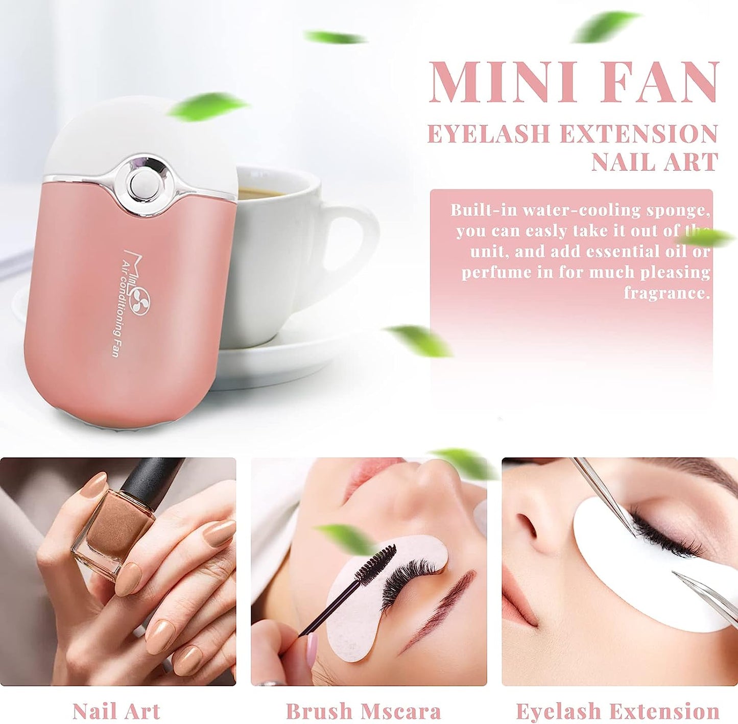 GreenLife® USB Rechargeable Portable Mini Fan Cooling Fan Bladeless Handheld Eyelash dryer Mini Handheld Fan Air Conditioning Blower for Eyelash Extension