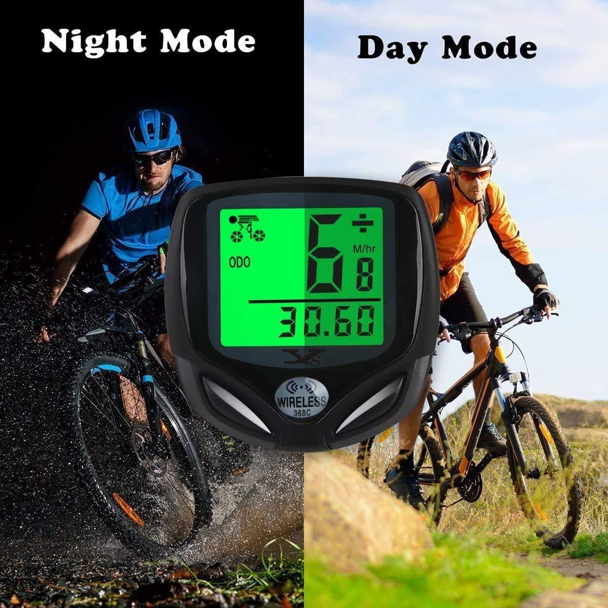 DINOKA Bike Speedometer Waterproof Wireless Bicycle Bike Computer and Cycling Odometer with Multi-Function LCD Backlight Display