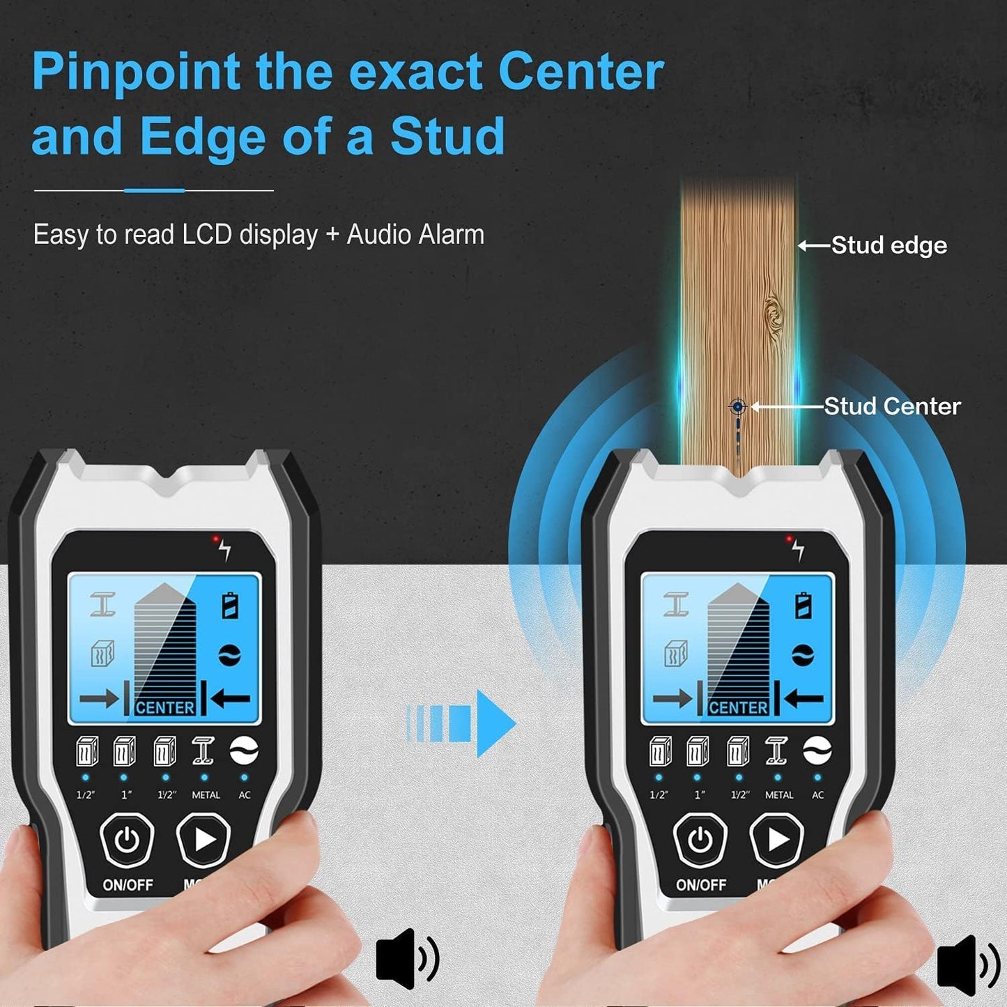 Stud Finder Wall Scanner - 5 in 1 Stud Detector Detector Beam Finders Wall Detector Sensor Center Finding with LCD Display for Wood AC Wire Metal Studs Cable Joist Detection